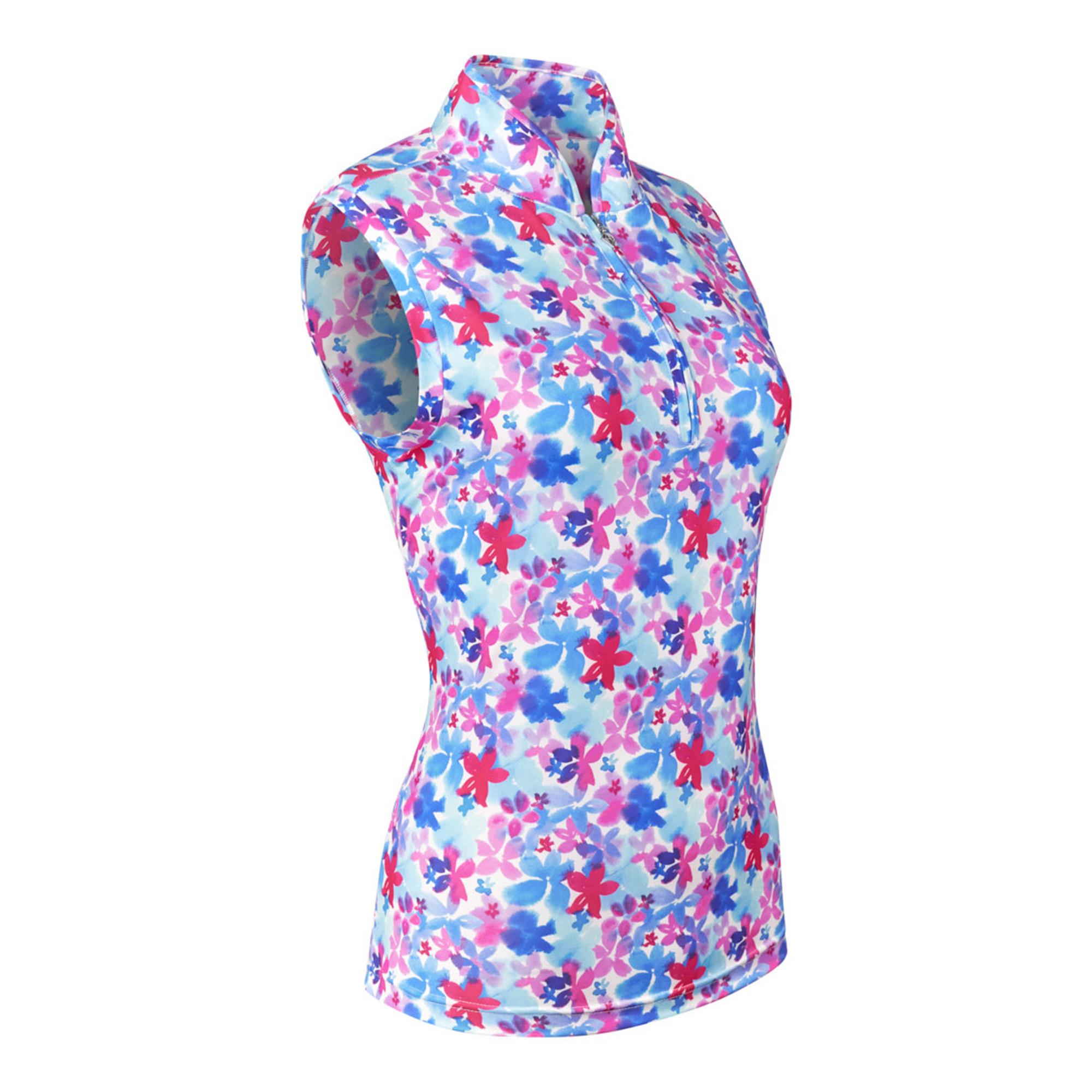 Pure Golf Rise Ladies Golf Sleeveless Golf Polo Shirt Watercolour Daydream